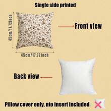 2 vỏ gối hoa nhí vintage màu nâu, in phẳng 2D một mặt, 45x45cm (18x18in), vải polyester mềm mại thoải mái, khóa kéo, giặt máy được, phù hợp trang trí phòng khách phòng ngủ trong nhà (chỉ bao gồm vỏ gối, không kèm ruột gối) - Nhiều màu - Xem 2