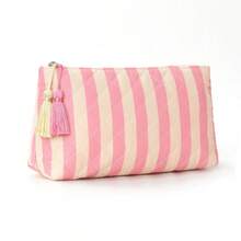 Striped Diamond Quilted Makeup Bag For Women, Portable Travel Storage Bag With Tassel Zipper Design, Large Capacity Skincare Organizer Bag, Exquisite Cosmetic Storage Bag For Daily Carry - Multicolor - View 14