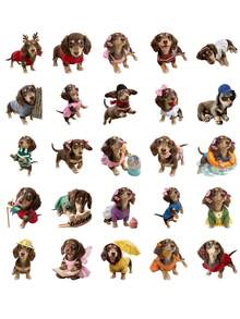 50Pcs Cute Dachshund Cute Stickers,Adorable Puppy In Assorted Outfits,Waterproof Vinyl Stickers For Water Bottle Laptop Phone Kindle Journal Scrapbook - Multicolor - View 7