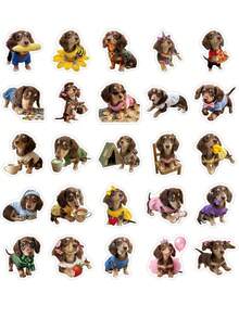 50Pcs Cute Dachshund Cute Stickers,Adorable Puppy In Assorted Outfits,Waterproof Vinyl Stickers For Water Bottle Laptop Phone Kindle Journal Scrapbook - Multicolor - View 8