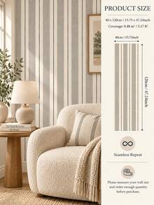 SUPSTICKER 1PC Vintage Stripe Half Wall Sticker Peel And Stick Removable DIY PVC Wall Decor For Living Room Bedroom Home Interior - 1PC - View 21