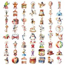 50pcs Circus Graffiti PET Stickers, Suitable For Decorating Journals, Phone Cases, Notebooks, Tablets, Skateboards, Guitars, Party Packaging, Water Bottles And Luggage - Multicolor - View 10