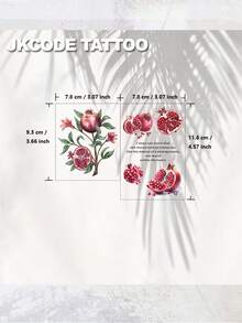 JKCODE TATTOO 2 Pcs Realistic 3D Fruit Red Guava Temporary Tattoos, Stylish Hand Tattoo Stickers, Fruit Tattoo, Waterproof Tattoo For Women, Simple, Colored Print Tattoo Sticker, Washable Stickers For Party Tattoo Sticker, Last 3-5 Days - Multicolor - View 3