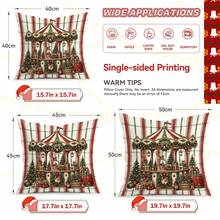 4pcs/1pc Gingerbread Man Carriage Christmas Pattern Pillow Case Without Insert, Single Side Printed Pillow Case, Suitable For Living Room Bedroom Home Decor, All Season Pillow Case - Multicolor - View 3