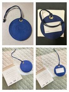 Chloé Round Deep Blue Faux Leather Luggage Tag With Name Card Slot, Travel Accessory, Suitable For Personal Use Or As A Gift - Chloe Luggage Tag - Navy Blue - View 7