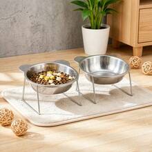 Cat 304 Stainless Steel Elevated Bowl, 15° Tilted Design Neck-Protecting Healthy Feeding Bowl, Shatter-Proof And Anti-Drop Pet Bowl - 600ml - View 7