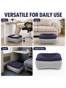 Bantal Sandaran Kaki Tiup yang Dapat Diatur Ketinggiannya, Sandaran Kaki Portabel untuk Perjalanan, Bantal Penopang Lipat, Cocok untuk Pesawat, Mobil, Kantor, Sofa Rumah, dan Berkemah, Mudah Ditiup dan Dikempiskan, Ringan dan Dapat Dilipat - Beraneka warna - View 3