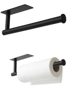 1 Kitchen Paper Towel Holder, Black Wall-Mounted Paper Towel Rack, For Home Use - Black - View 10