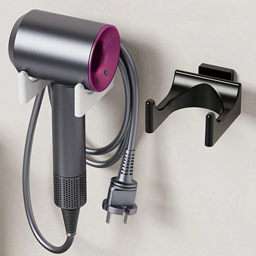 Wall Mounted Hair Dryer Holder Storage Rack - Drill-Free Adhesive/Screw Installation Suitable For Small/Large Hair Dryers, Space-Saving Bathroom Shelf With Sturdy Base, Plastic Hair Dryer Bracket For Hair Dryer Storage, Easy Installation - Multicolor - View 1