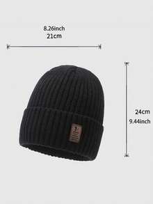 1PC Men's Winter Knitted Hat, Thermal Lined Thick Warm Woolen Cap, Windproof Cold Weather Beanie For Cycling - A - View 2