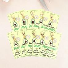 10pcs Fresh Avocado And Daisy Keychains, Can Be Hung On Keys, Bags. Suitable For Daily Small Gifts, Party Favors, Heartwarming Little Presents; Matching Greeting Cards---Suitable For Giving To Best Friends, Classmates, Friends, Conveying Healing And Encouraging Sentiments. - Multicolor - View 7