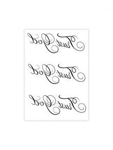 1 Sheet Ornate Cursive Faith Quote Temporary Tattoo Stickers, Fancy Swirl Decorative Script Fake Tattoos, Elegant Vintage Body Art For Women Girls, Waterproof Upper Arm Forearm Decor - Black - View 2