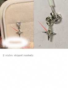 1pc Flashing Unique Starburst Heart Pendant Ear Cartilage Stud Medical Grade No-Removal Earring Sweet Cool Versatile - Heart-shaped Ear Cartilage Stud - View 7