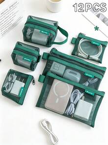 Tas Penyimpanan Jaring Resleting Kreatif, Tas Portabel untuk Perjalanan, Dompet Koin, Tas Aksesori Digital untuk Kabel Data, Earphone, dan Ponsel, Tas Penyimpanan Koin & Barang Lain-lain Jaring Transparan, Tas Penyimpanan Kartu Portabel 3D - A - View 11