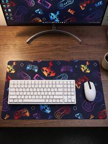 Gaming Mouse Pad, Retro Game Controller Pattern Desk Mat, Non‑Slip Rubber Base Keyboard Mouse Mat For Office Home Gaming Desk Decor - View 4