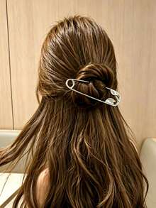 5/1pc Sweet & Cool Style Large Dual-Use Safety Pin Hair Clip, Can Be Used As Safety Pin Or Side Clip - Multicolor - View 3