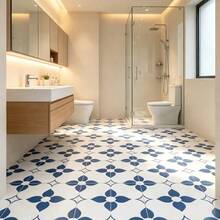 24pcs Self-Adhesive Classic PVC Floral Pattern Floor Stickers, Easy To Install, Waterproof And Stain-Resistant, Thick And Durable, Economical And Affordable, Suitable For Living Room, Bedroom, Kitchen, Bathroom Floor And Wall Renovation Decoration - Multicolor - View 7