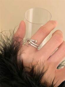 1pc Star Wrap Open Ring Women Niche Design Fashion Personalized Adjustable Finger Ring - Silver - View 1