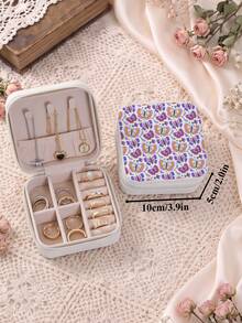 Women'S Jewelry Box With Butterfly Print-Portable Travel Jewelry Storage Case For Women Ring Earring Necklaces-Top Choice For Holiday Gift - Butterfly Design - View 12