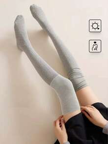 1 Pair Women's All-Season Over-The-Knee Socks, High Tube Socks, Non-Slip Comfortable Fit Thigh-High Socks, Thickened Warm Ribbed Long Socks, Soft Elastic Breathable Winter Long Socks, Comfortable Boot Socks - Multicolor - View 6