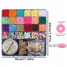 2000pcs/3700pcs Soft Clay Bead Set, Handmade DIY Bracelet, Necklace, Soft Clay Loose Beads Jewelry Making Accessories Kit - Multicolor - View 2