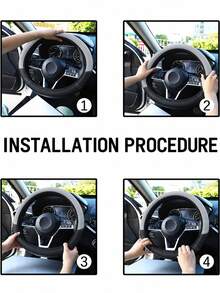 ROSEKEY 1PC Universal Semi-Circular Two-Tone PU Leather Steering Wheel Cover Features A Soft Grip, Is Non-Slip, Breathable, And Sweat-Proof. It's Suitable For All Seasons, Including Sedans, SUVs, And Trucks,Car Accessories For Women. - A - View 9