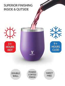 Meoky 12oz Solid Color Egg-Shaped Stainless Steel Travel Mug With Spill-Proof Lid - Purple - 12oz-eggshell Cup-purple - View 2
