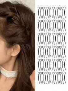 24pcs/12pcs/1pc Black Metal Wavy Hair Clips, Non-Slip Hair Clips For Women, Suitable For Thick, Fine, Curly And Straight Hair Styling Accessories - Black - View 1