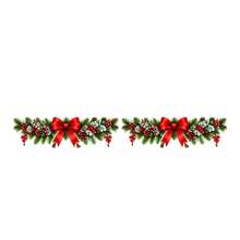 Christmas Garland Wall Decal Holiday Border Sticker Pine Branch Red Bow Kitchen Cabinet Wall Decor Xmas Decoration For Kitchen Island Mantel Fireplace Dining Room - Christmas Wall Decals - View 11