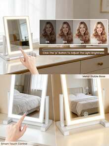All-In-One LED Makeup Mirror With Front Light, 3 Lighting Modes, 200mAh Rechargeable, Modern Style, Battery Powered Touch Control, Portable, Foldable, Compact, Travel Vanity Mirror With Light, Holiday Gift For Family And Friends - Valentine's Day Gift - Multicolor - View 3