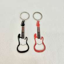 1Pc /3Pcs Guitar‑Shaped Bottle Opener Keychain, Alloy Bag Charm Key Ring For Backpack Purse Car Key, Halloween Christmas Holiday Gift - Multicolor - View 3