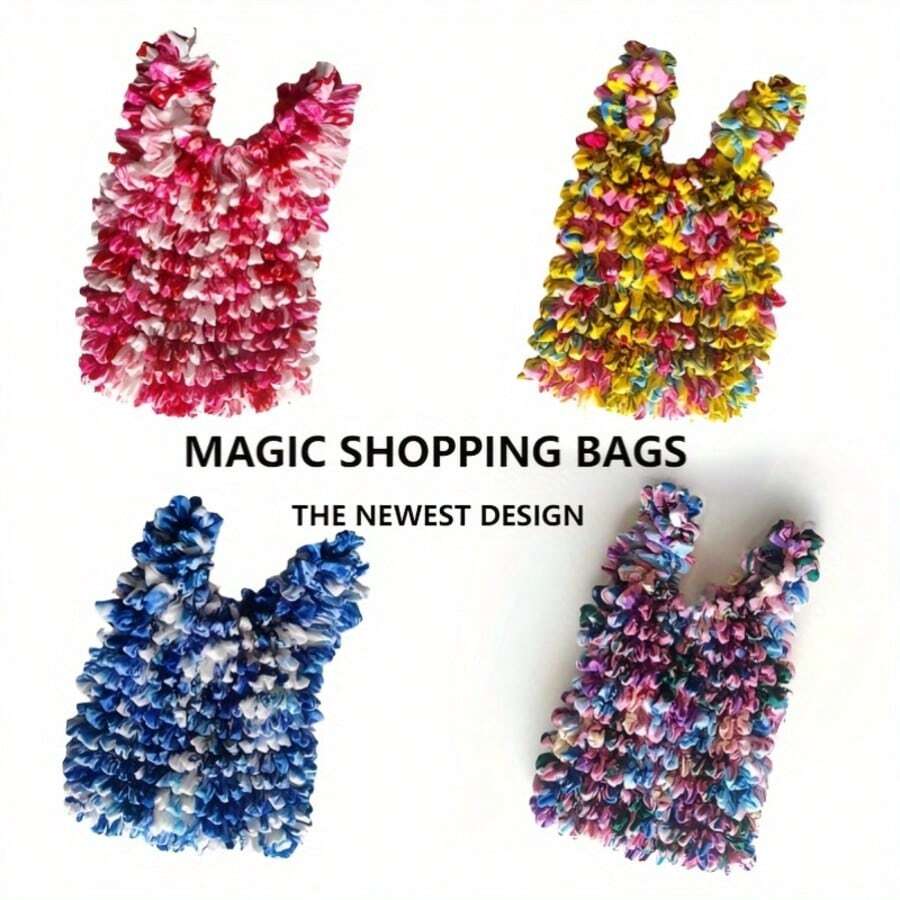 1PC----Magical Expandable Tote Bag: A Collapsible, Pleated Bag With Large Capacity; Machine-Washable And Quick-Drying-Perfect For Travel, Shopping, And Daily Errands. - Multicolor - View 1