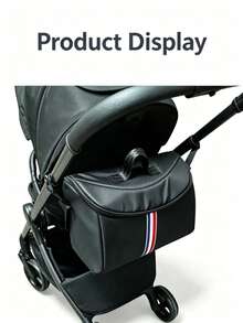 1pc Multi-Functional Large Capacity Baby Stroller Hanging Storage Basket, Mom Storage Bag, Portable And Durable, Suitable For Crib, Bed And Travel - Black - View 5