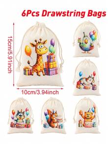 Set 6 Tas Hadiah Hewan Lucu Cat Air - Cocok untuk Wanita, Pria, Teman, Keluarga, Rekan Kerja - Karakter Hewan Menggemaskan, Warna Cerah - MultiWarna - View 8
