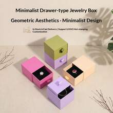 Kotak Perhiasan Cincin Mini Kreatif Premium 5*5cm, Kotak Penyimpanan Cincin Berlian Hadiah Unisex, Kotak Kemasan Perhiasan Gaya Laci, Kotak Penyimpanan Aksesori Kalung, Cincin, dan Anting-anting Estetika Geometris, Kotak Hadiah. - MultiWarna - View 4