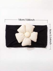 1pc New Solid Color Jacquard Headband Cute Five-Petal Flower Fashionable Soft Thin Hair Accessory - Multicolor - View 2