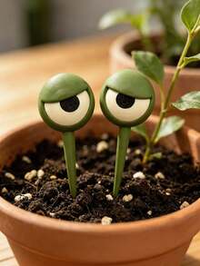 3D Printed Big Eye Plant Stake, Funny Eye Flower Pot Decoration Plug-In, Mini Garden Sculpture Ornament, Quirky Potted Plant Accessory, Desktop Home Office Decor, Gift For Plant Lovers - Multicolor - View 7