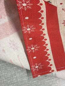 1pc Red And Black Buffalo Plaid Reindeer Design Christmas Table Runner, Christmas Tablecloth, Christmas Long Tablecloth, Faux Linen Polyester Material, Gift, Protective Cover, Rectangular Tablecloth, Washable, Suitable For Home Dinner, Coffee Table, Kitchen And Dining Room Decoration, Table Decoration Party And Scene Decoration, Home Decor, Outdoor Patio Table Runner Decoration, Entryway Decoration, Fireplace Mantle Decor - Red - View 2