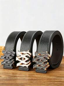 Men's Personalized Buckle Belt, PU Artificial Leather, 47-Inch Large Size, Business Casual, Multi-Color Metal Buckle Belt - Multicolor - View 11