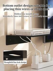 No-Drill Wall Mount Shelf - For Camera/Router/Set-Top Box, Indoor/Outdoor Multi-Purpose Wall Shelf, Living Room Decor Display Shelf - Black - View 7