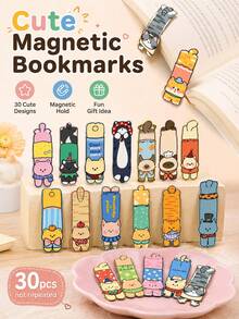 30pcs Cute Cartoon Animal Paper Bookmarks, Kawaii Cat & Dog Shaped Page Markers, Decorative Reading Bookmarks, Suitable For Students And Book Lovers (For Teens 14+) - Multiple Styles - View 1