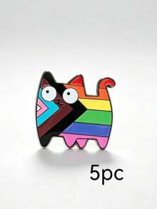 Cute Multicolor Cat Enamel Pin, Cartoon Kitty Lapel Brooch Badge For Backpacks Jackets Clothing Accessories Gift - Multicolor - View 10