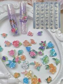 Vintage Cream Rose Nail Art Mold, Delicate Petal Silicone Nail Art Mold - Clear - View 1