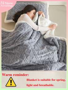 1pc Faux Fur & Lambswool Trim Blanket, Minimalist Fashion Home Decor, Bedding For Boys & Girls Student Dorms, Sofa Nap Blanket, Perfect Choice For Office Nap Blanket, No Filling, Machine Washable - Light Grey - View 4
