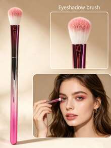 Gradient Pink Partial Eyeshadow Brush, Blending Brush, Highlighter Brush, Nose Contour Brush, Fluffy Synthetic Fiber Eyeshadow Blending Brush, Portable Professional Eye Makeup Tool, Suitable For Beginners And Makeup Artists - Multicolor - View 1