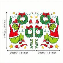 FIFA The Grinch Cartoon Movie Wall Sticker Christmas Decoration Wallpaper Green Monster Christmas Tree Window Decal Sticker - Sticker - View 9