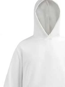 Sweatshirt Fleece Berkerudung Warna Polos Kasual Pria, Musim Gugur/Dingin - Putih - View 5
