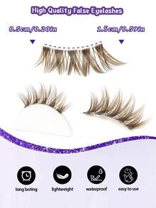 7 Pairs New Half Eyelashes, Brown Soft Natural Cat Eye Design, Makeup Tool Long Thick False Eyelashes - Cat Eye Lashes - View 3