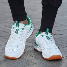 Men Lace‑Up Badminton Shoes Breathable Mesh Upper Indoor Court Training Athletic Sports Sneakers - White - View 2