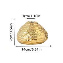 1 Piece Gold Honeycomb Textured Ceramic Vase - 1PC - View 13